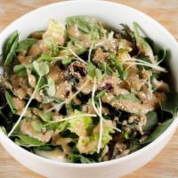 Spinach Salad · Spinach, cabbage, daikon sprouts, sesame miso dressing.
