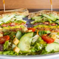 Veggie · Fresh leaf lettuce, tomato, red onion, avocado, cucumber, sprouts, mustard, mayonnaise and c...