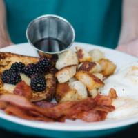 Brunchfast Combo · two eggs, one french toast, bacon OR sausage, potatoes