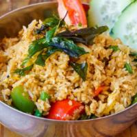 Basil Fried Rice · Fried rice with eggs, sweet basil, bell pepper in garlic chili sauce.