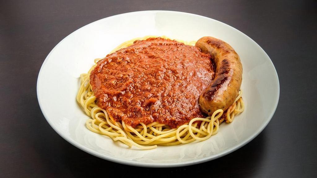 Italian Sausage With Meat Sauce · Zesty sausage served with our from scratch Rich Meat Sauce.