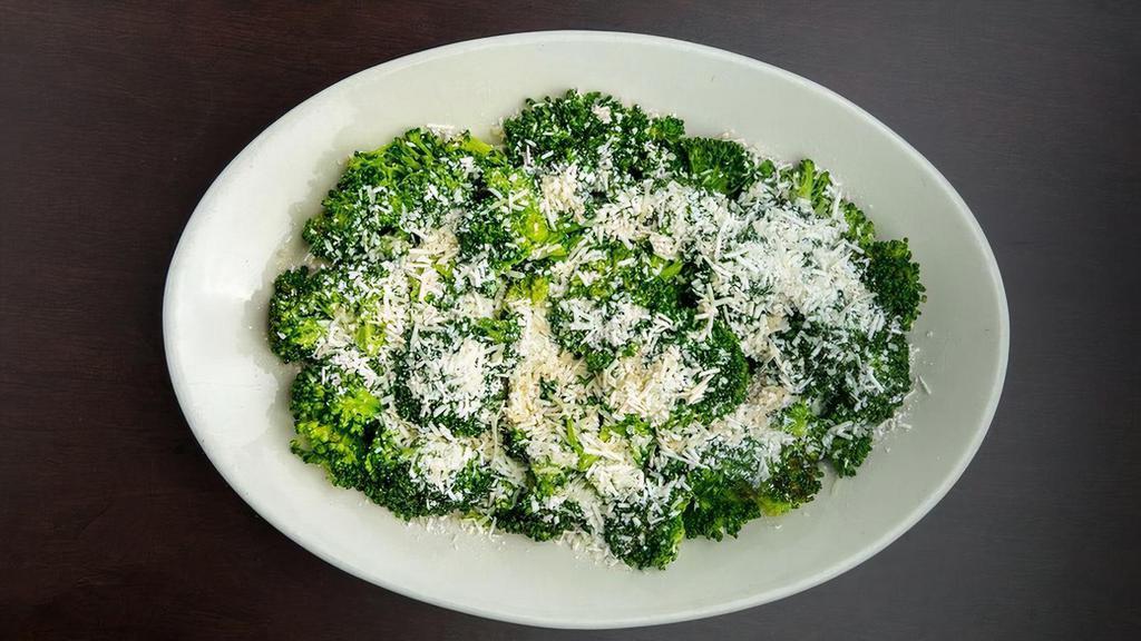 Large Broccoli (Serves 3-4) · Fresh broccoli cooked to perfection topped with our famous Mizithra cheese & browned butter..