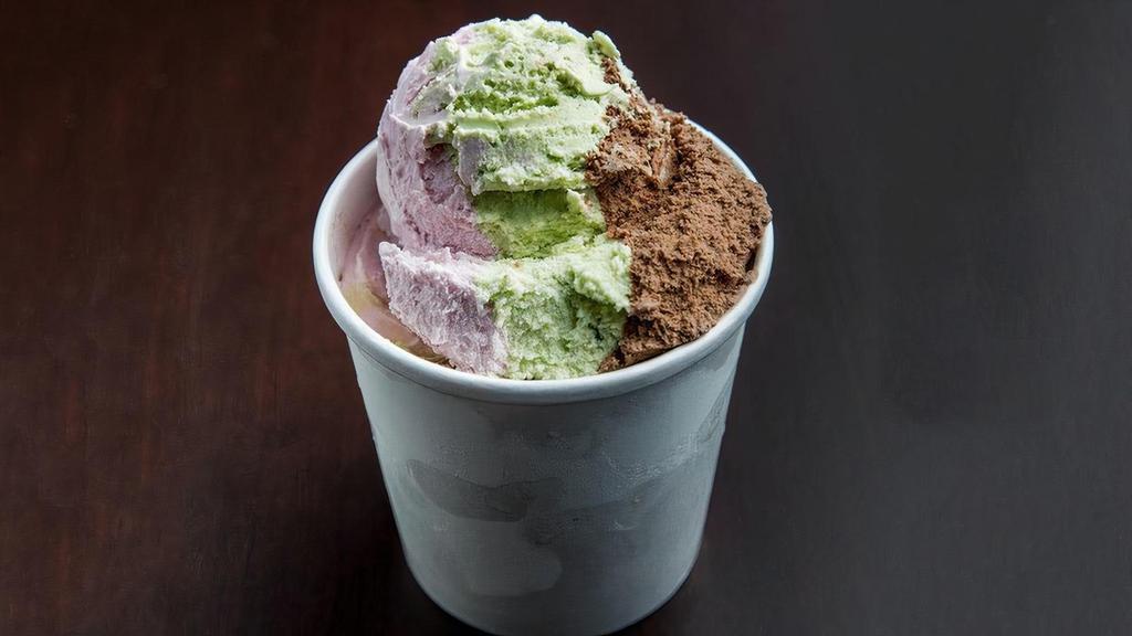 Pint Of Spumoni Ice Cream · Our classic blend of chocolate, cherry, and pistachio ice cream!