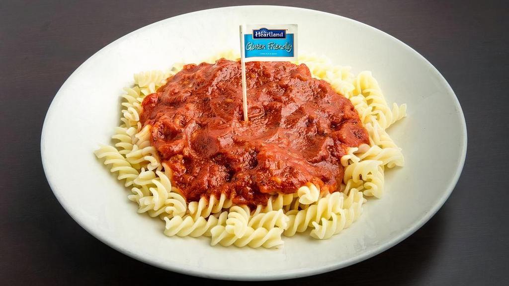 Marinara Sauce · Our famous from scratch recipe of fresh onions, carrots, tomatoes, and garlic sauteed in olive oil and Italian seasonings. Served over gluten friendly fusilli pasta, cooked to perfection.