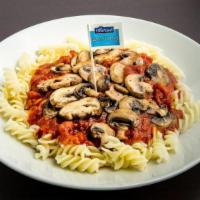 Mushroom Sauce · Our from scratch Marinara Sauce topped with freshly sauteed seasoned mushrooms. Served over ...