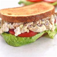Chicken Salad Sandwich · chicken salad, tomato, lettuce, cucumber, onion, mayo and mustard.