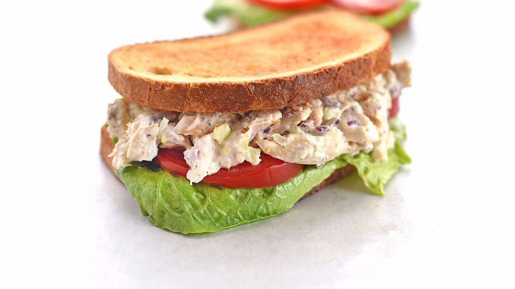Chicken Salad Sandwich · chicken salad, tomato, lettuce, cucumber, onion, mayo and mustard.
