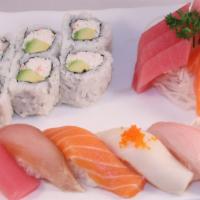 Gourmet Sushi & Sashimi · 6 pieces of house selected sushi, 6 pieces of CA roll & sashimi.

Consuming raw or undercook...