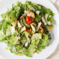 Chicken Tampico Salad · Freshly roasted white chicken breast, Romanian lettuce, diced tomatoes, Monterrey Jack chees...