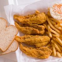Ten Piece Perch And 20 Wings · Served with fries.