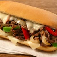 Philly Cheese Steak · Tender beef, provolone cheese, bell peppers, and onions on a French roll.