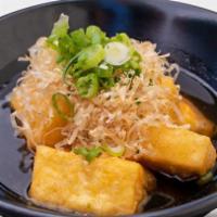 Agedashi Tofu · Silken (kinugoshi) firm tofu, cut into cubes, is lightly dusted with potato starch or cornst...