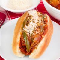 Italian Sausage Sandwich · Italian sausage with marinara sauce, onions, peppers.