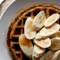 Quinoa Waffle (gluten-free) · A full size Belgian-style quinoa waffle made with quinoa, almond flour, oat flour, and cocon...