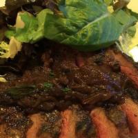 Steak Frites · 8oz Flank Steak, Fries, Parsley-Oregano Vinaigrette