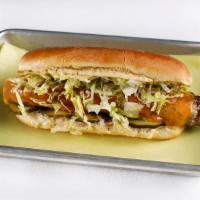 Quik Dog Burger · House-ground blend of chuck & brisket (5oz), lettuce, onion, pickles, American cheese, ‘Dogg...
