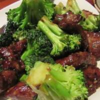 Broccoli & Beef · Stirred fried broccoli and beef and soy sauce base marinade with beets and carrots.