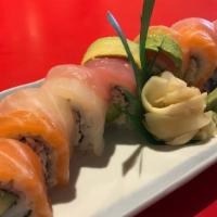 Rainbow Roll · Different kinds of fish over crab meat & avocado
