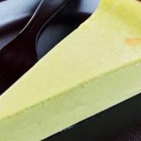 Japanese Green Tea Cheesecake · one slice of green tea cheesecake