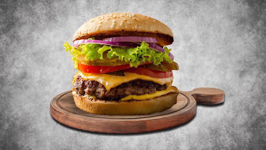 Double Classic Delight Cheeseburger · Double angus beef, ketchup, mayo, mustard, lettuce, tomato, onion, and American cheese.