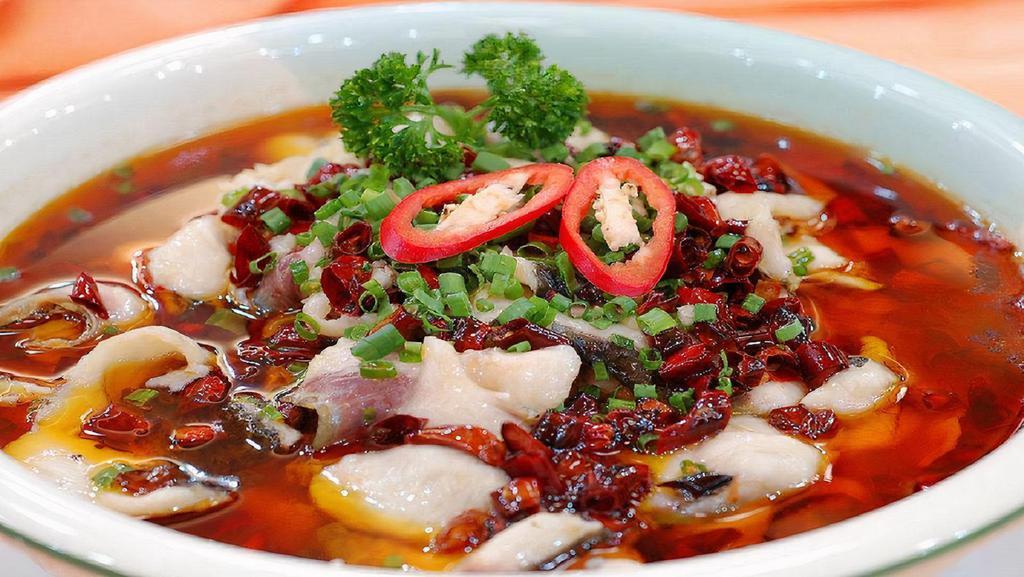 2. Spicy boiled fish fillets水煮鱼片 · Very spicy.