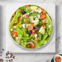 Mediterranean Salad · Lettuce, carrots, kalamata olives, cucumbers and onions.