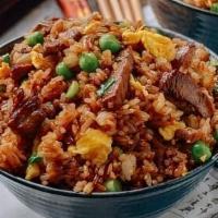 Beef Fried Rice · Fried rice with beef, egg and mixed vegetables.