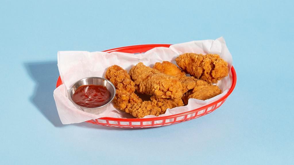 Fried Chicken Tenders · Four crispy fried chicken tenders, served with your choice of dipping sauce.
