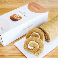 Mocha Roll Cake · Coffee flavored roll cake with coffee buttercream 
Contains Egg, Wheat, Milk, Tree Nut(cocon...