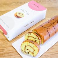 Strawberry Jam Roll Cake · Simple strawberry jam roll cake with sweet sponge 
Contains Eggs, Wheat, and Soy