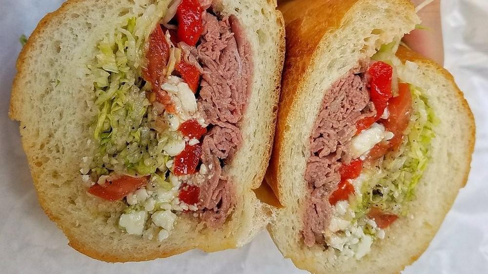 Boston Bulgar Sub · Roast beef, Gorgonzola cheese and roasted red peppers.