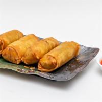 A3. House Egg Rolls · Egg rolls filled with chicken and vegetables