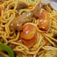 J3. Tomato Beef Chow Mein · 