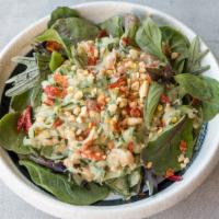 Coco the Nutty · Coconut milk and peanut dressing with chili and punchy herbs, served over baby spinach, cucu...