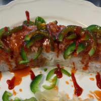 Spicy Salmon Roll · Spicy Salmon and Cucumber Roll w/ Spicy Tuna, Jalapeños and Korean Chili.