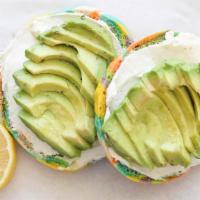 Fresh Avocado · Your choice of bagel, plain cream cheese, and a whole avocado sliced, and topped with lemon,...