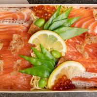 Sake-Masu Box · A filling dish utilizing all parts of both salmon and ocean trout. Slices of seared belly, r...