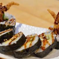 Spider Roll · 6 pcs,

Deep fried softshell crab,
cucumber, avocado with
unagi sauce and tobiko