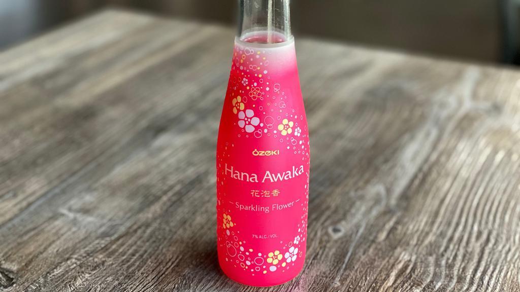 Ozeki Hana Awaka | 330ml, 7% abv · Sparkling sake. Tiny bubbles with a slightly sweet flavor refreshes the palate.  This unique sake is perfect for everyone.  Served chilled for maximum refreshment.