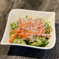 Cucumber (Sunomono) & Crab Salad · Thinly sliced, marinated cucumber, topped with shredded crab.