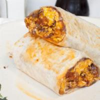 California Chicken Breakfast Burrito · Chicken, avocado, salsa, eggs cheese, beans wrap with fresh tortilla.