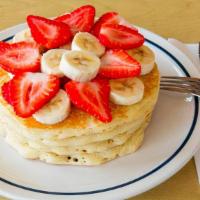 Banana Strawberry  Pancake · Banana and strawberry pancake.
