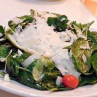 Spinach Salad · Vegetarian, Gluten-free. Cherry tomato, parmesan cheese and sliced almonds