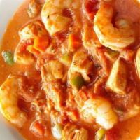 Seafood Soup · Shrimp or fish steamed in with seasonal vegetables in a rich seafood broth.