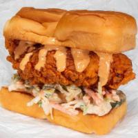 The Hot Chick Slider · Crispy fried chicken tender, spiced to your liking, Plain, Nashville Hot or Nashville Hotter...