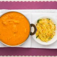 Chicken Makhani · Boneless charcoal roasted chicken with herbs and spices cooked in a special creamy sauce.