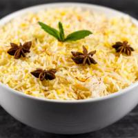 #75. Basmatic Saffron Rice Biryani · World renowned longrain rice imported from india.
