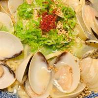 HAMAGURI RAMEN · Umami filled littleneck clams harvested from Asia with wheat noodles, buttery dashi broth(se...