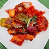 Chilli Paneer · Indian cheese cubes sauteed with bell pepper, onion with ginger & garlic