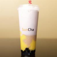 Suncha Taro Iced Milk/Boba & Pudding | 芋頭奶香布丁珍珠鮮奶 · Two Toppings are Included With Taro Chunks | Recommend Brown Sugar Honey Boba + Egg Pudding ...